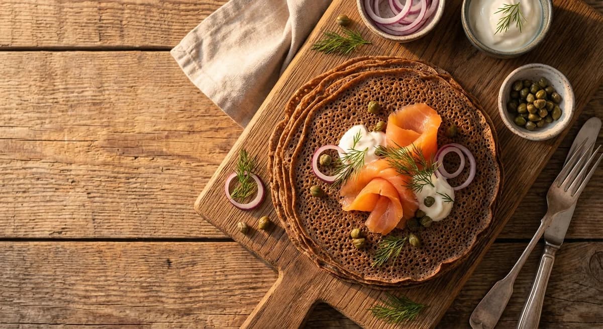 Traditional Buckwheat Blini with Smoked Salmon