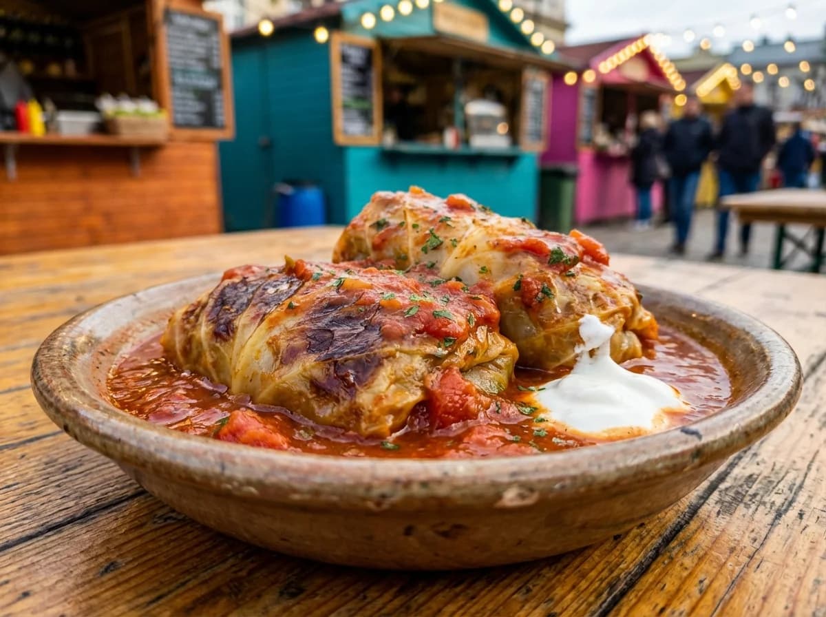 Traditional Polish Golabki in Tomato Sauce