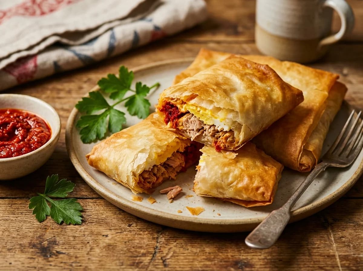 Tunisian Harissa Tuna and Egg Briks