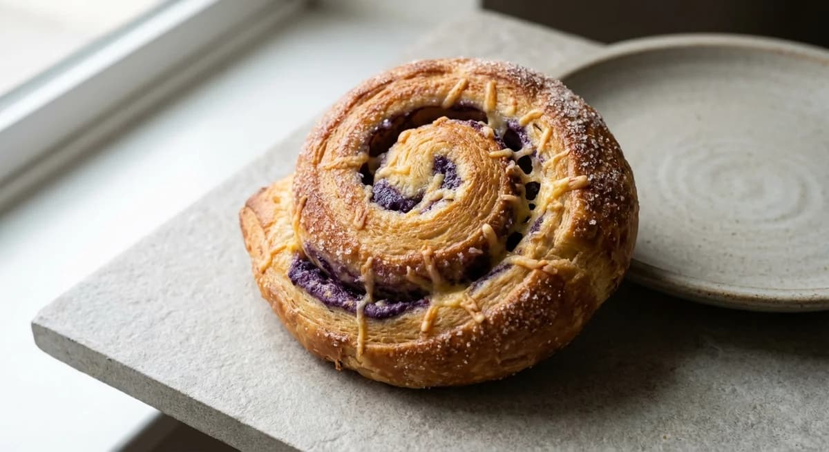 Ube and Cheddar Ensaimada