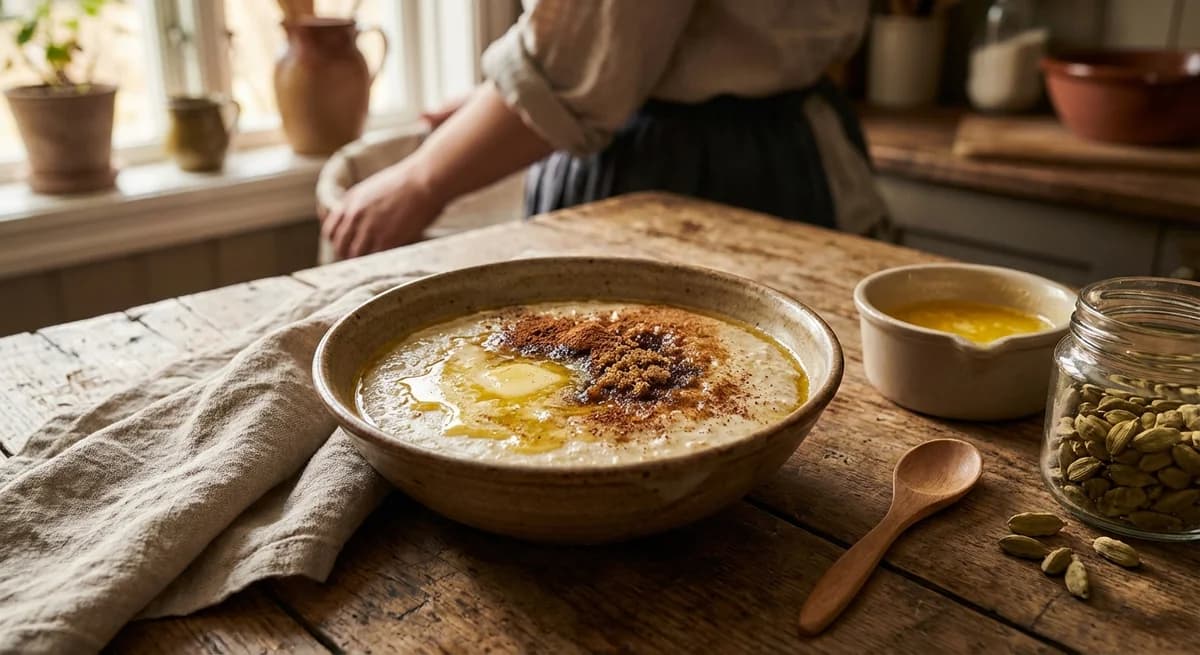 Velvety Cardamom Sour Cream Porridge (Rømmegrøt)