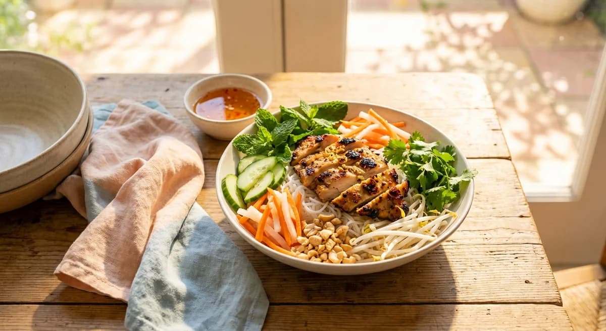 Vietnamese Lemongrass Chicken Noodle Salad