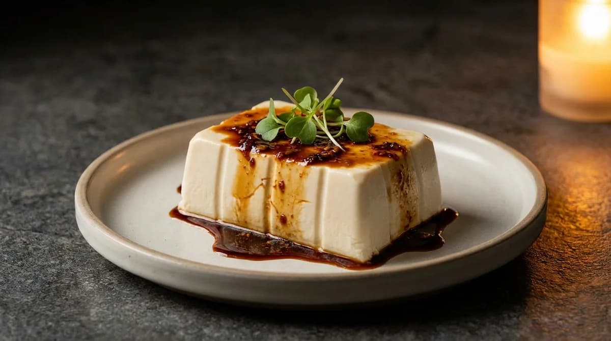 Warm Silken Tofu with Spicy Garlic Soy