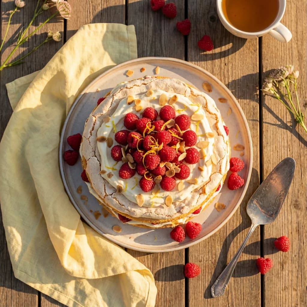 Zesty Lemon and Raspberry Kvæfjord Cake