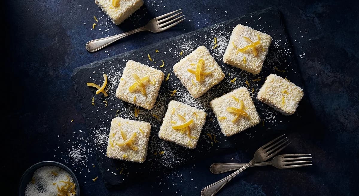 Zesty Lemon and White Chocolate Lamingtons