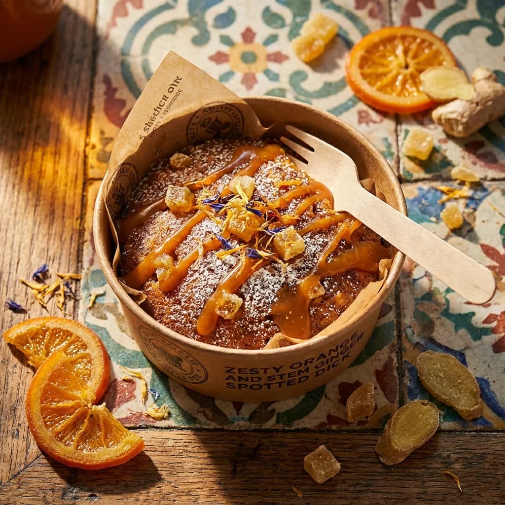Zesty Orange and Stem Ginger Spotted Dick