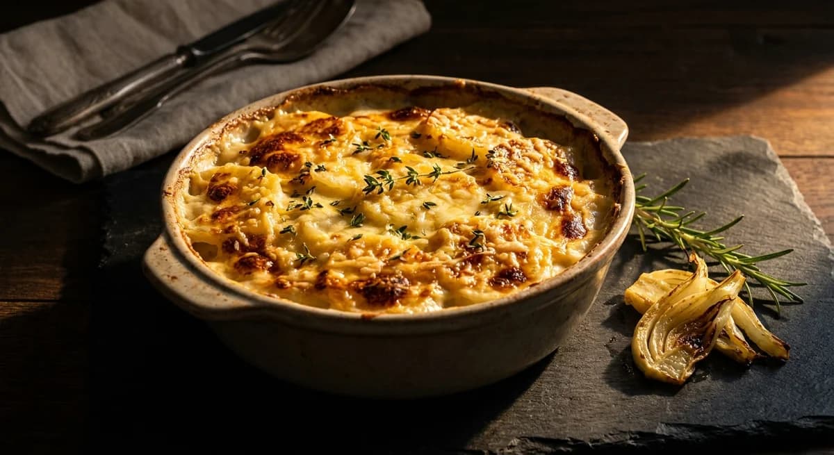 Creamy Garlic and Gruyere Fennel Dauphinoise Recipe