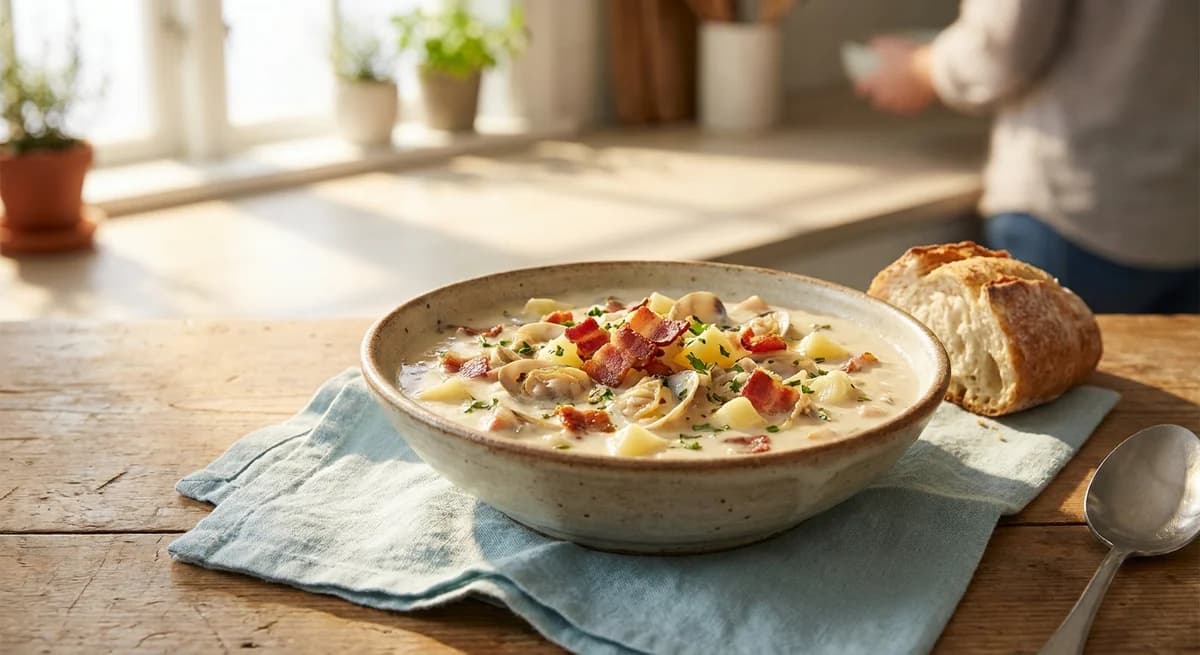 Creamy Smoky Bacon Clam Chowder Recipe