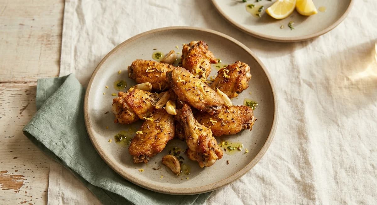 Crispy Air-Fryer Chicken Wings with Cumin, Lemon & Garlic Recipe