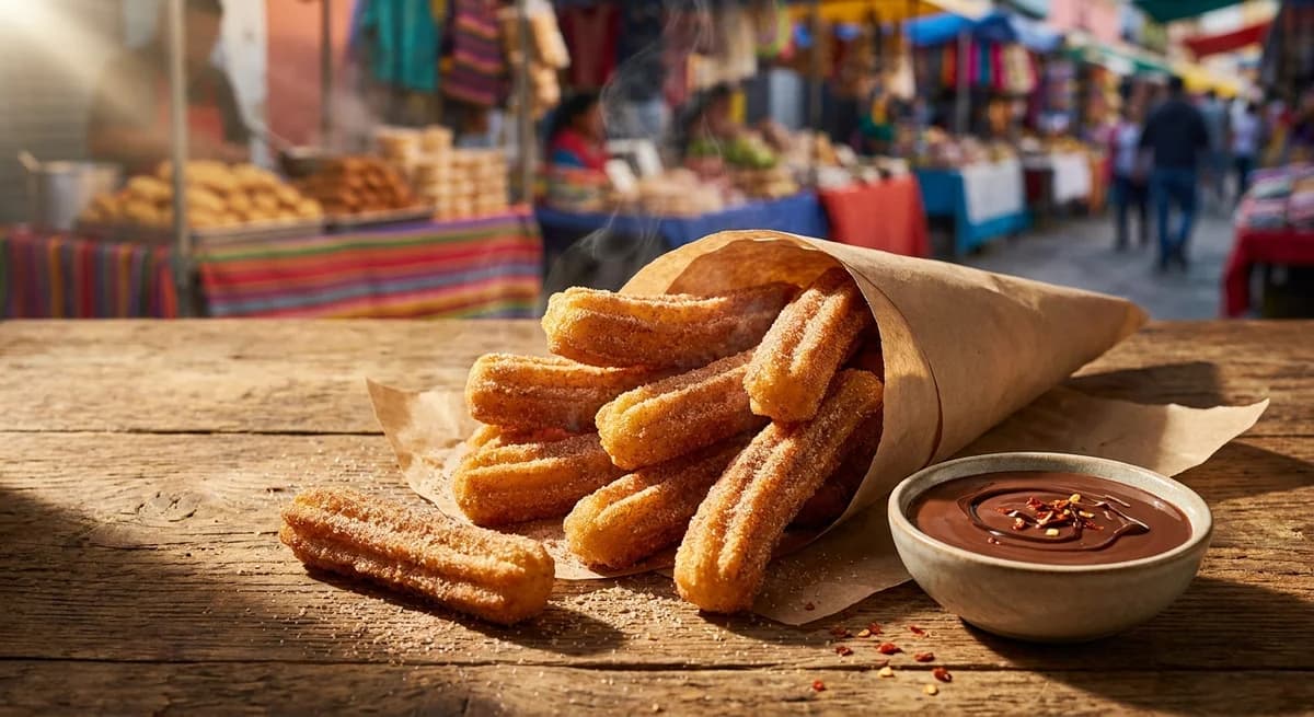 Crispy Air-Fryer Churros with Chocolate Sauce