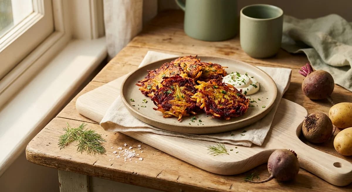 Crispy Beetroot and Potato Latkes Recipe