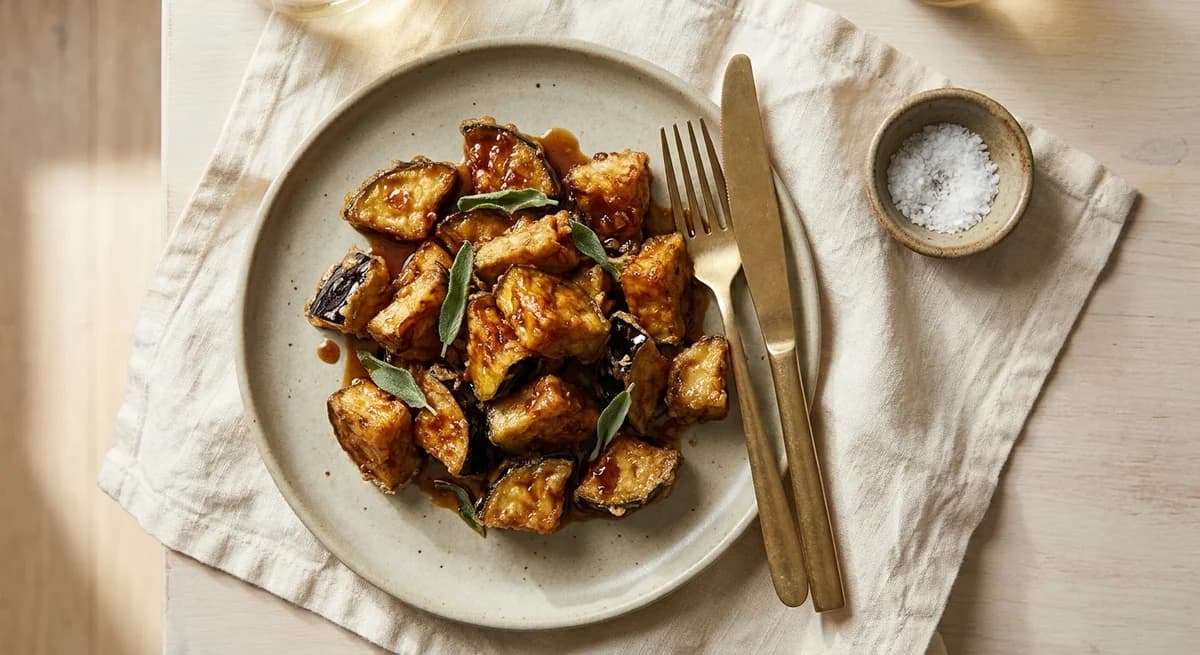Crispy Eggplant with Sweet Garlic Soy Glaze