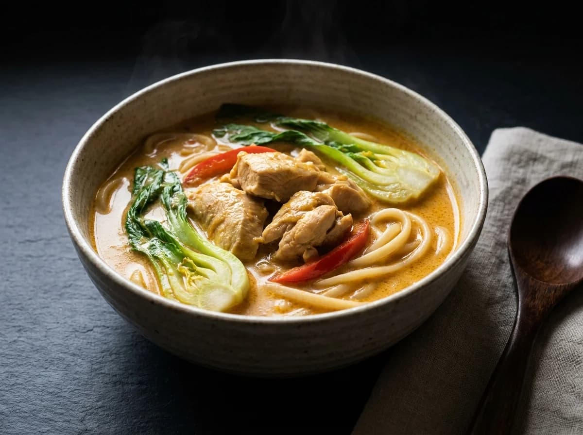 Easy Creamy Chicken Thai Curry Noodle Soup