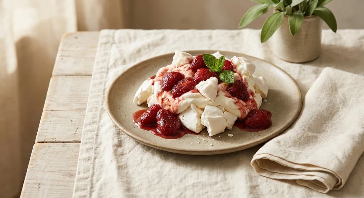 Easy Eton Mess with Roasted Strawberries Recipe