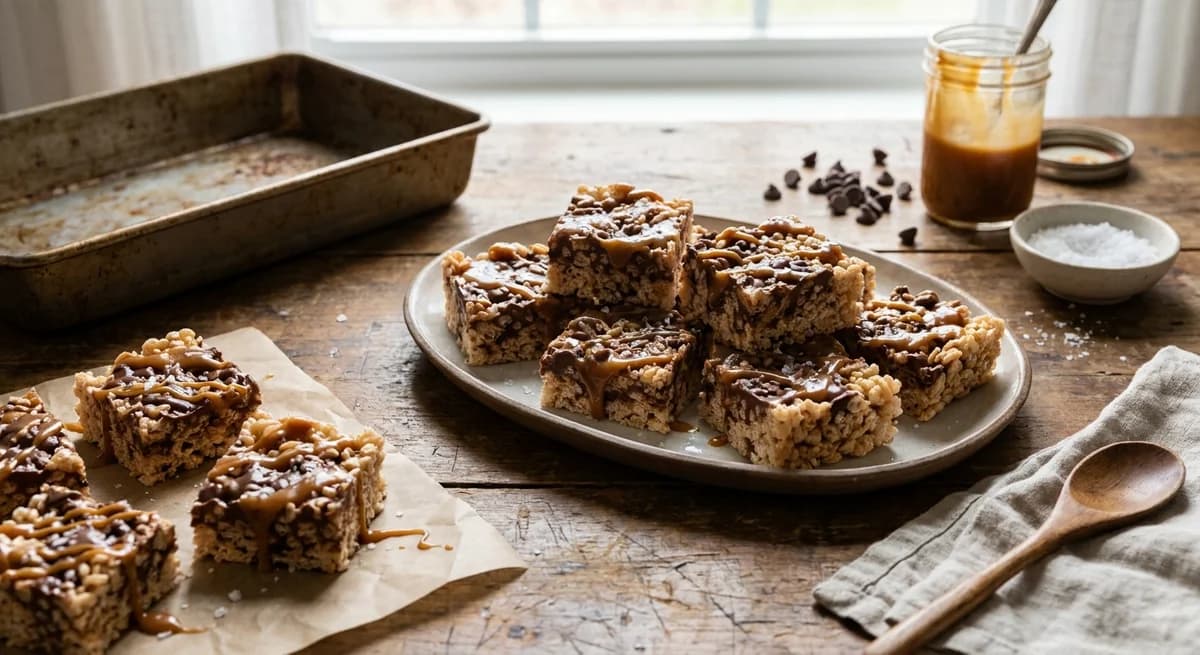 Easy Salted Caramel Chocolate Crispy Treats Recipe