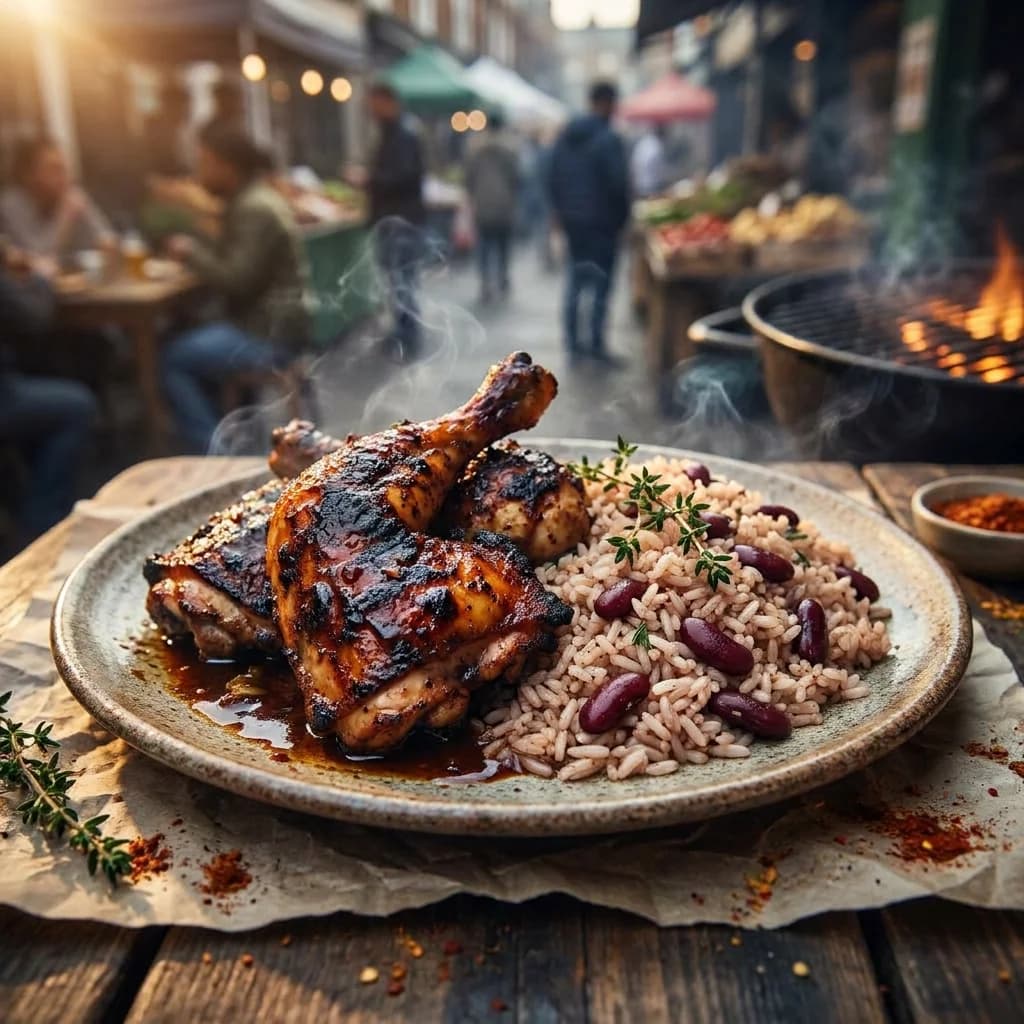 Easy Smoky Jerk Chicken with Rice and Peas