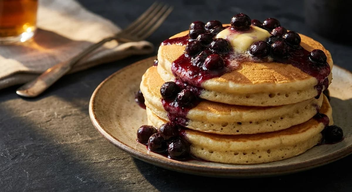 Fluffy Buttermilk Pancakes with Blueberry Compote Recipe