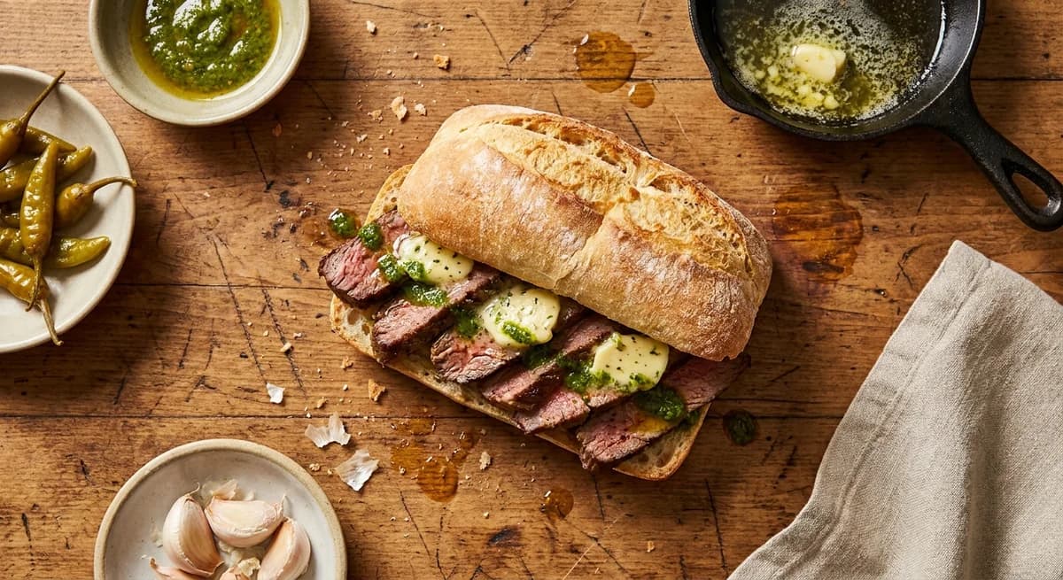 Garlic Butter Portuguese Prego with Green Piri-Piri