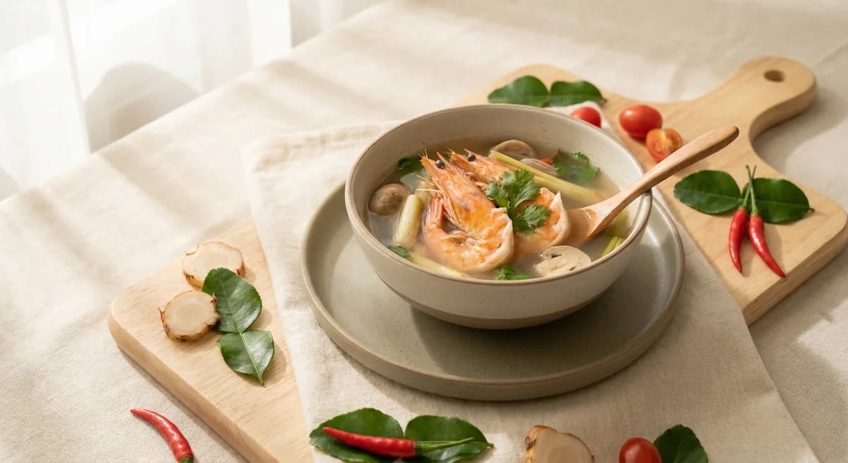 Healthy Low-Calorie Tom Yum Soup with Prawns