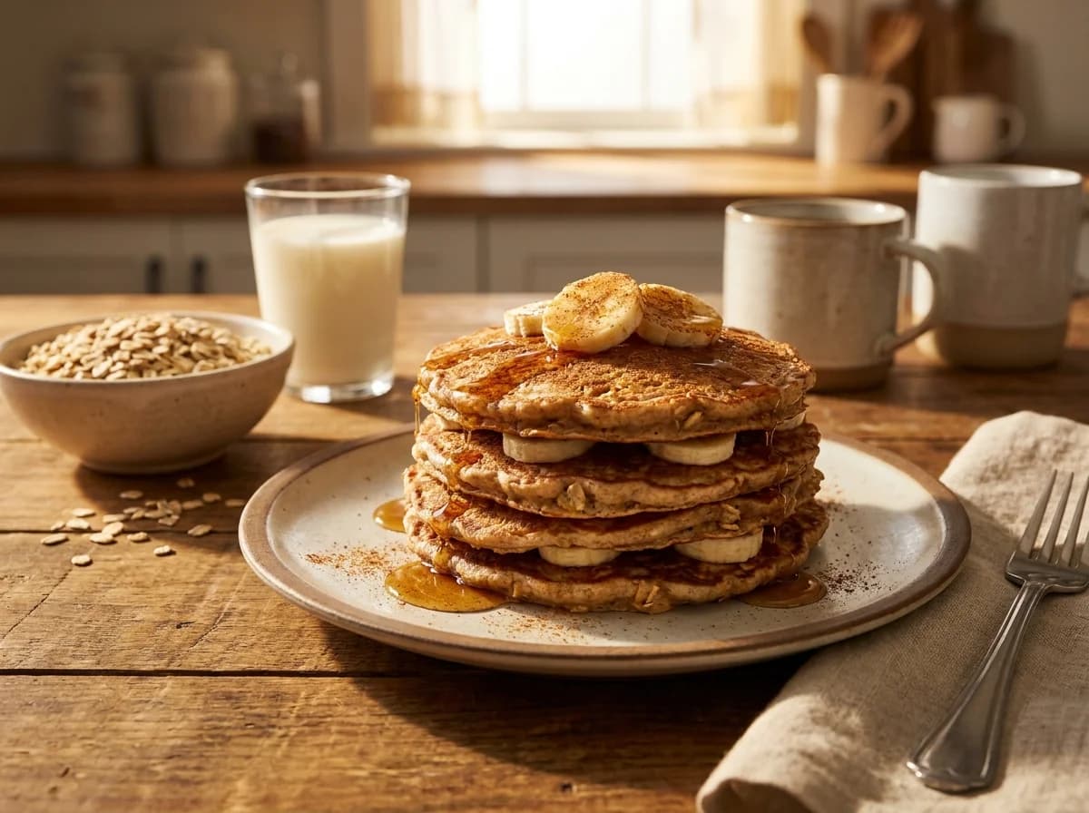 Healthy Oatmeal Banana Pancakes Recipe