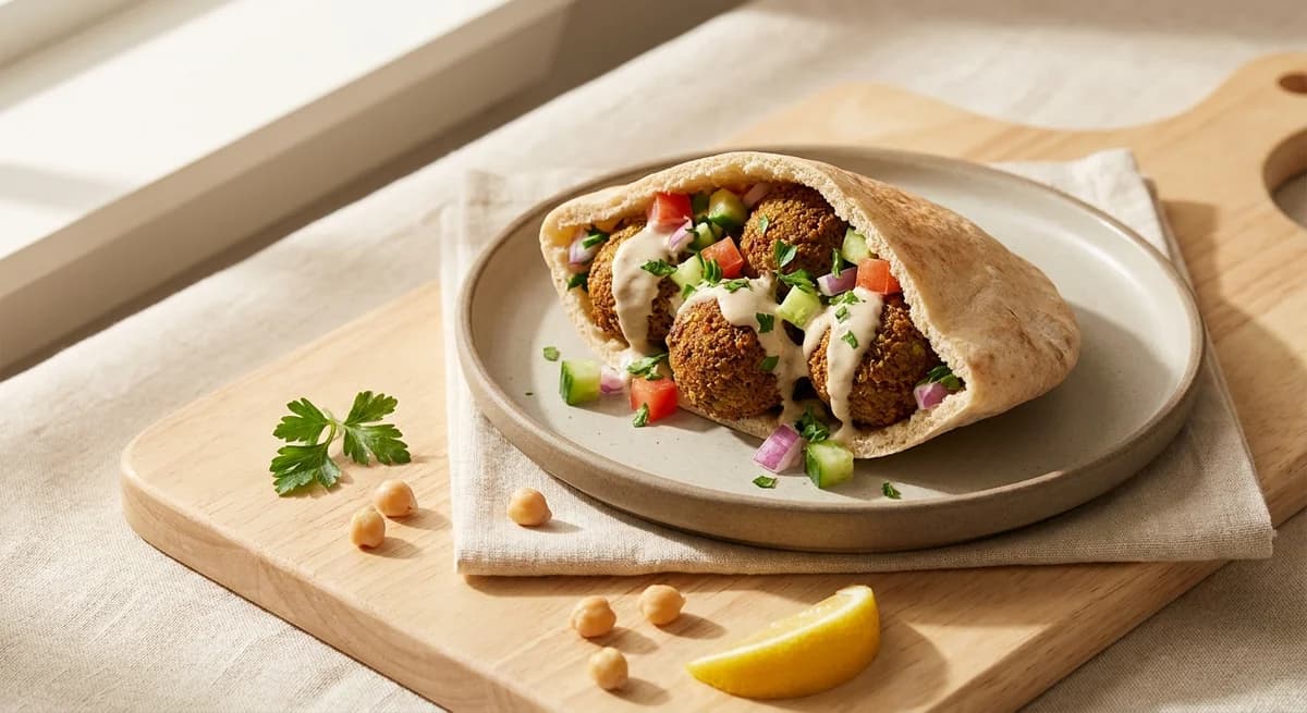 Quick 30-Minute Falafel Pita Sandwich with Tahini Sauce