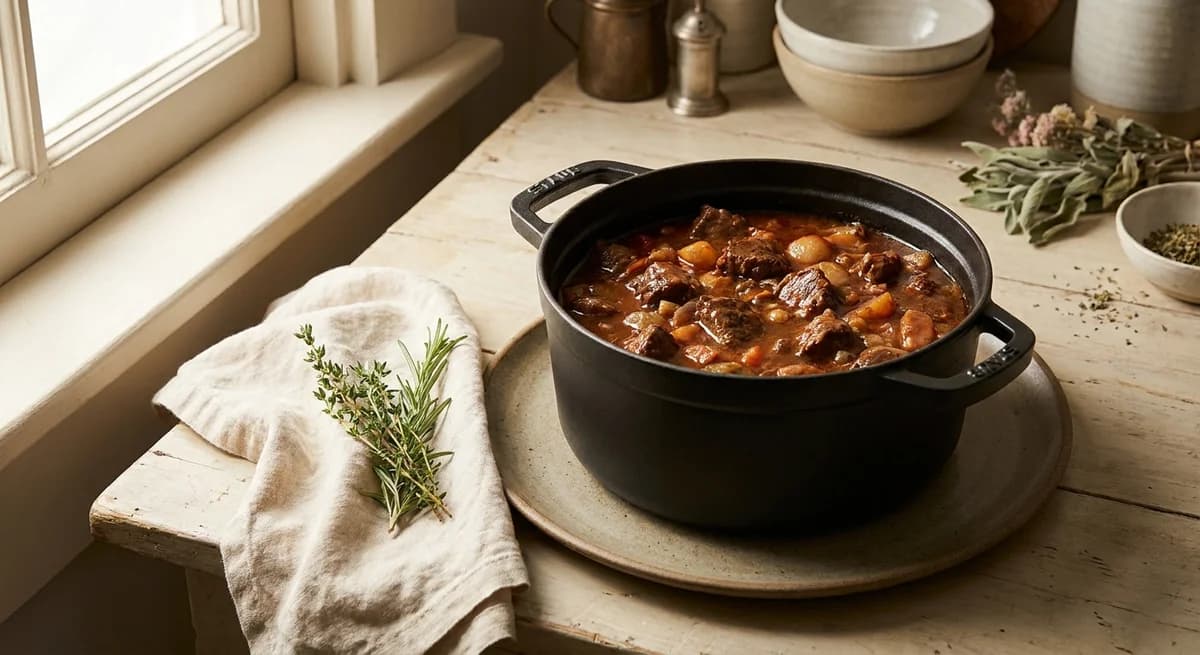 Rustic Dutch Oven Beef Bourguignon Recipe