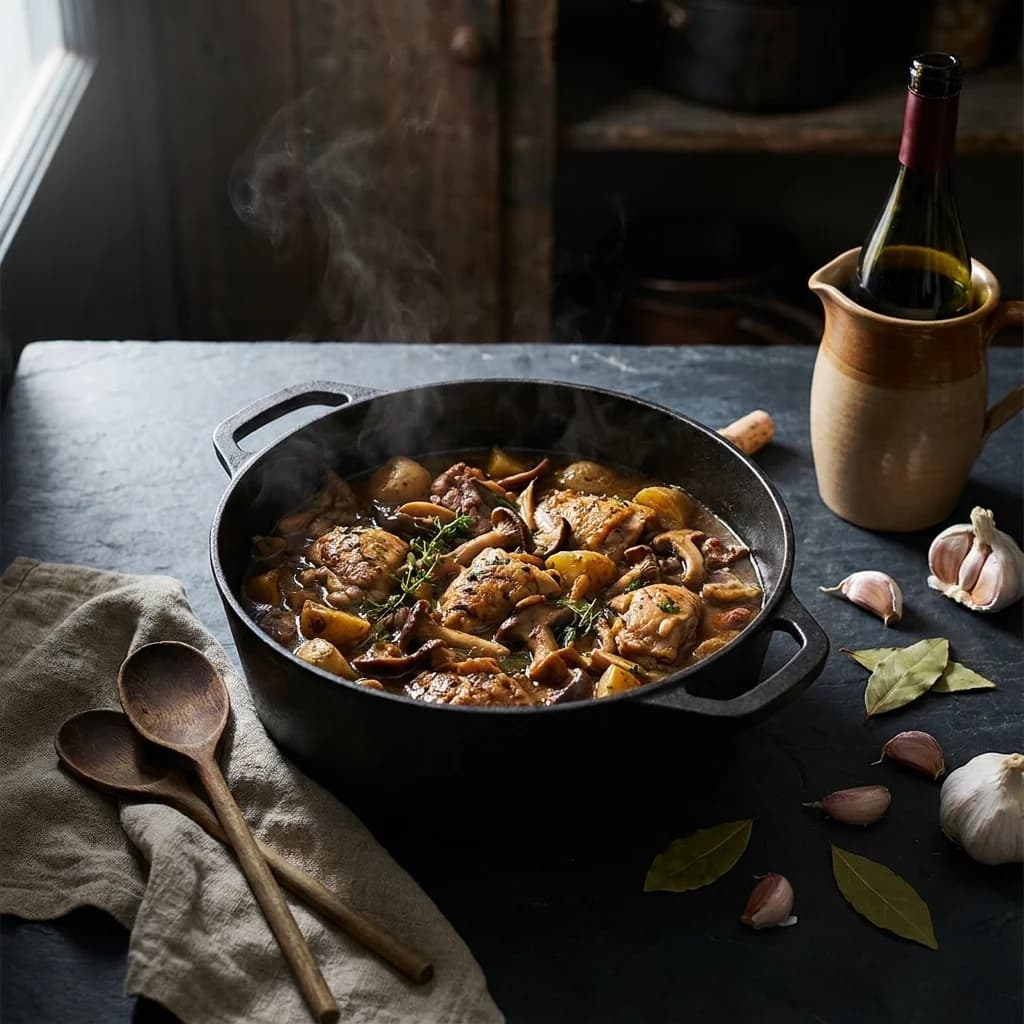 Rustic Homestyle Chicken and Mushroom Hotpot Recipe