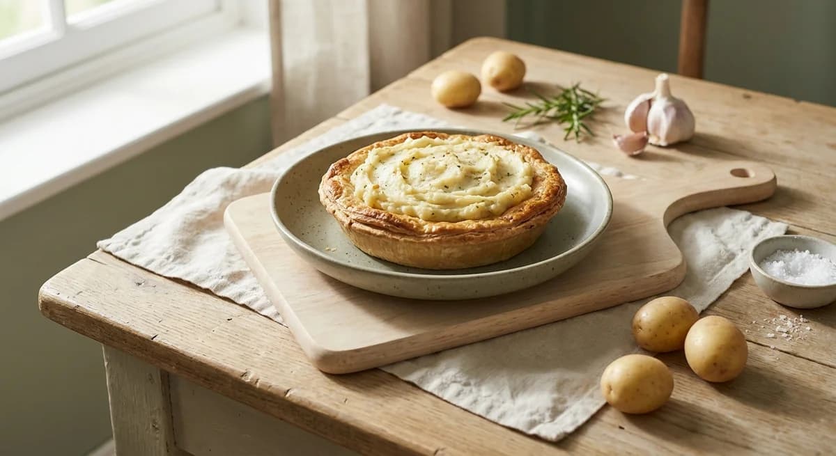 Rustic Lamb and Potato Pie with Garlic Mash