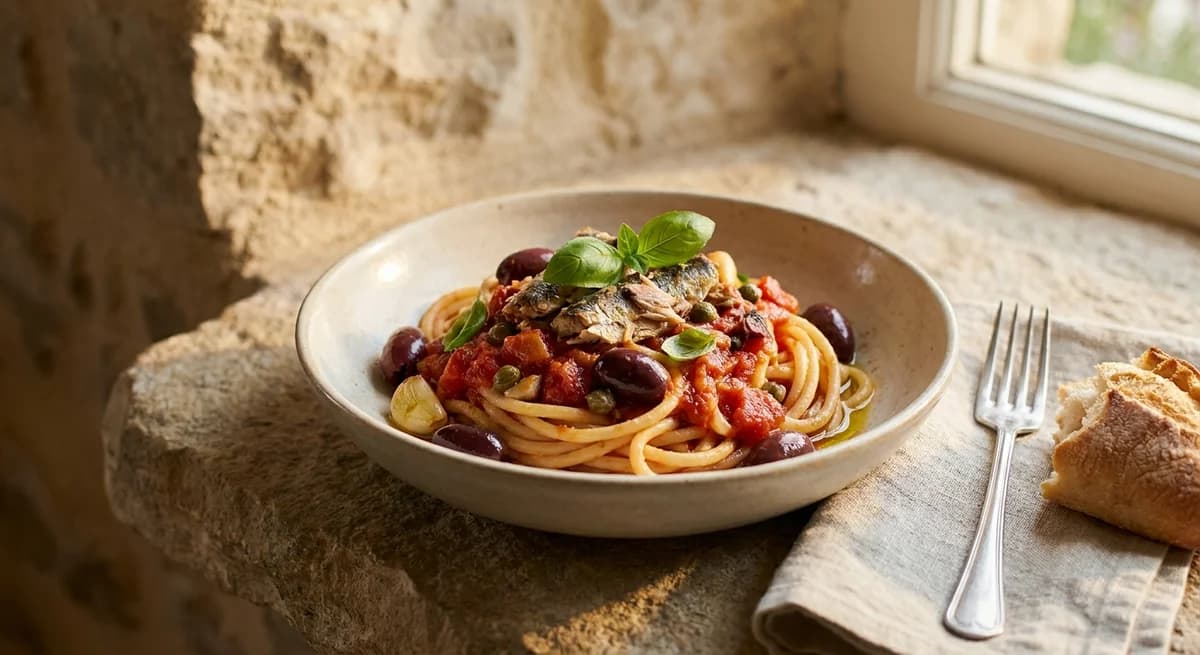 Rustic Pilchard Puttanesca Pasta Recipe