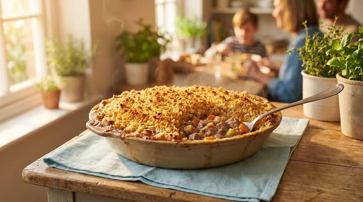 Savory Cumberland Pie with Cheddar Breadcrumb Crust
