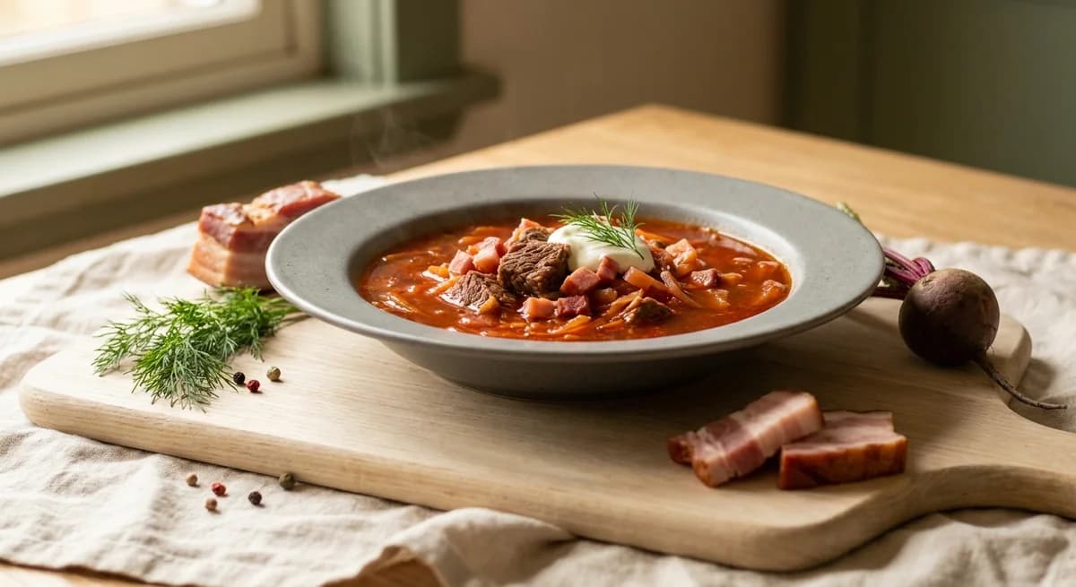 Smoky Bacon and Beef Borsch Recipe