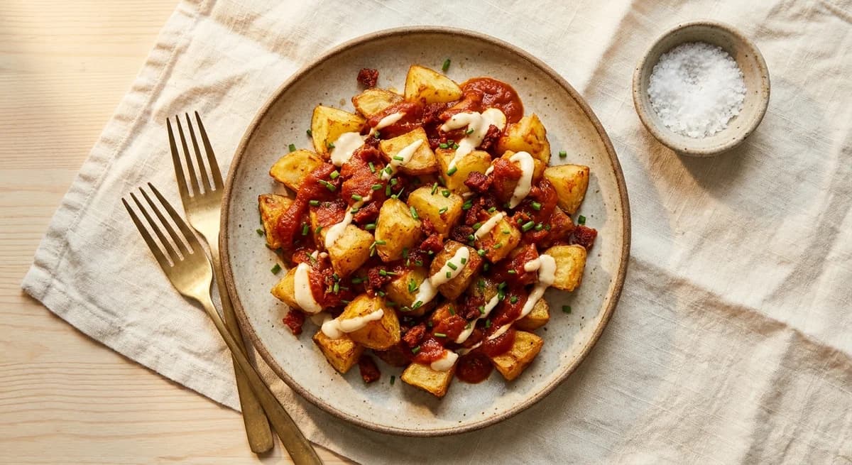 Smoky Loaded Air Fryer Patatas Bravas Recipe