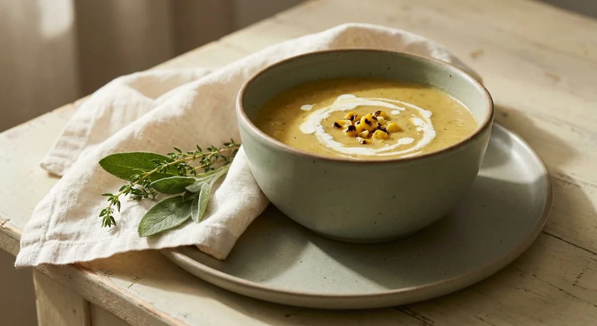 Smoky Roasted Creamy Corn Soup Recipe