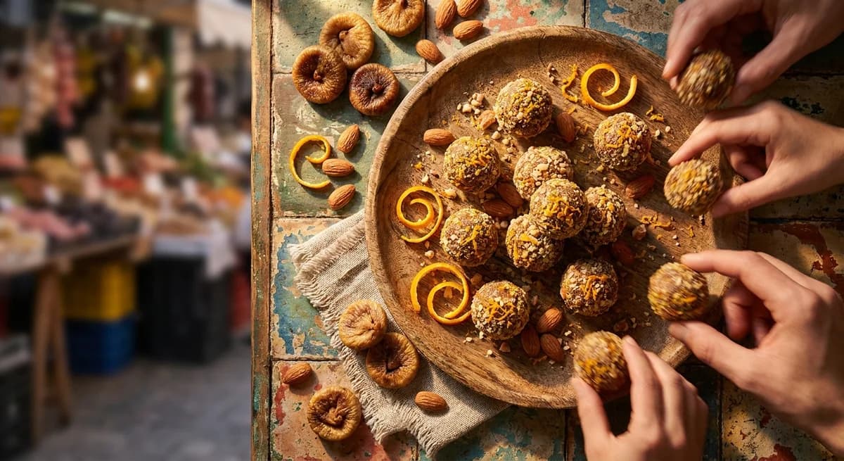 Sweet Spanish Fig and Almond Balls with Orange Zest
