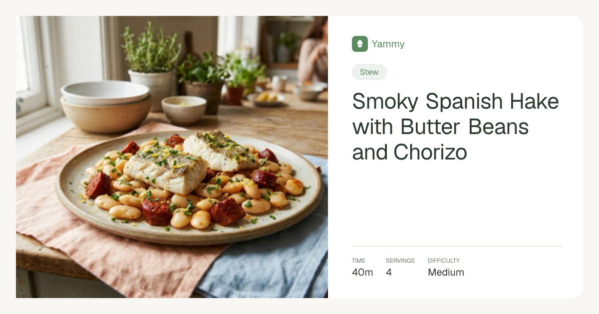 Smoky Spanish Hake with Butter Beans and Chorizo | Yammy